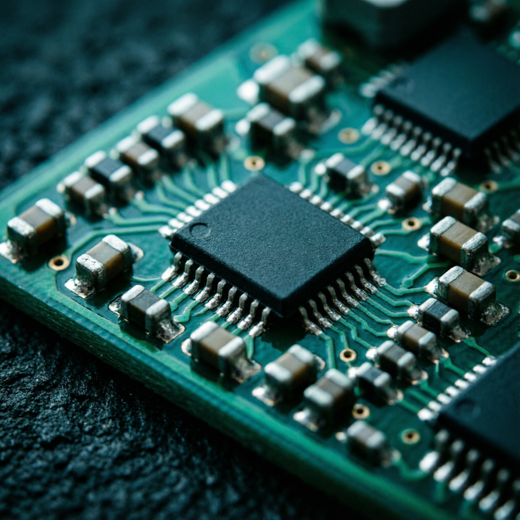 Macro photograph of a circuit board